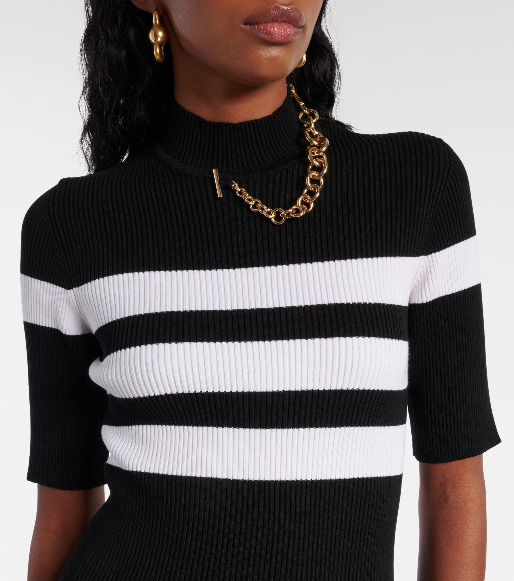 Striped jersey maxi dress - 4