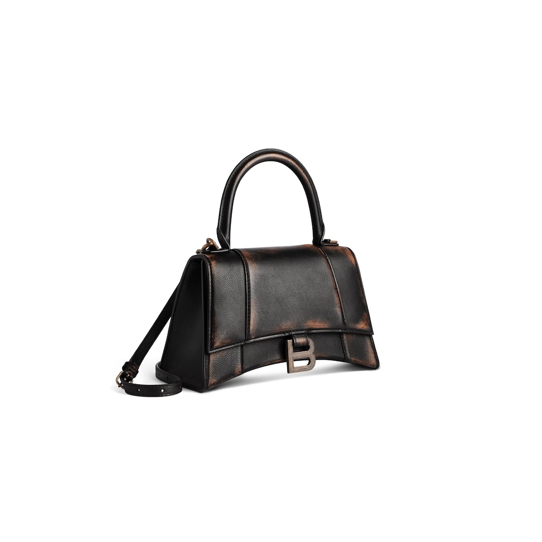 Women's Hourglass Small Handbag Used Effect in Brown - 2