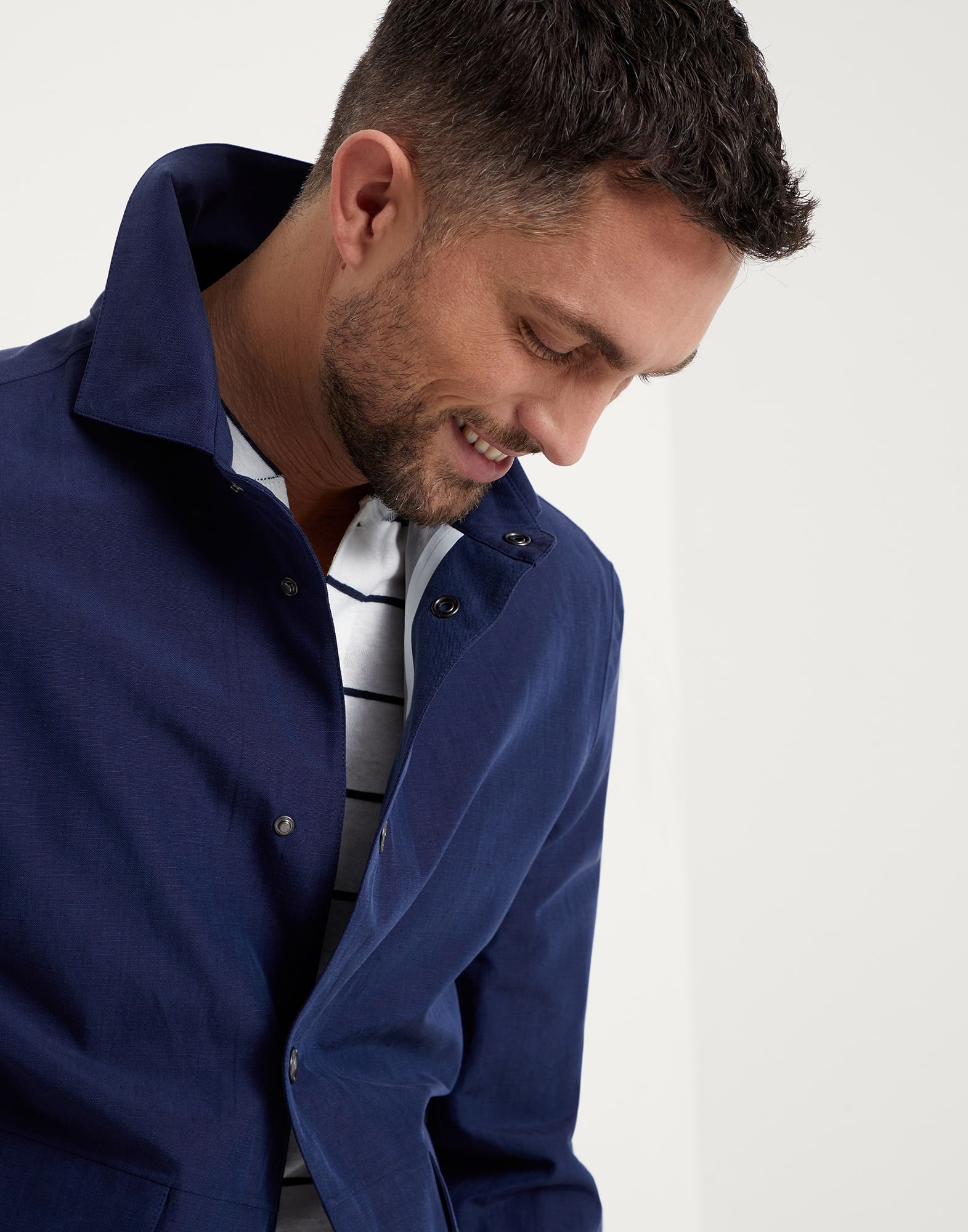 Linen and silk bonded panama overshirt with heat-bonded seams - 3