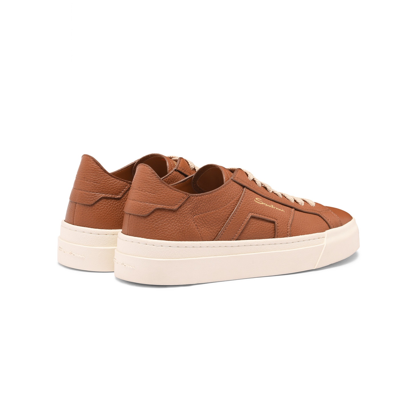 Women's brown tumbled leather Double Buckle Sneaker - 3