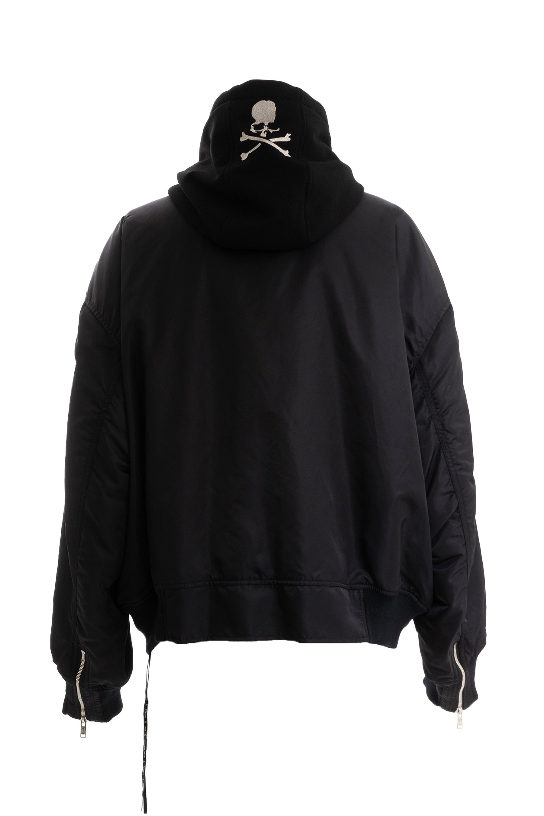 NYLON HOODED BOMBER JACKET / BLK - 2