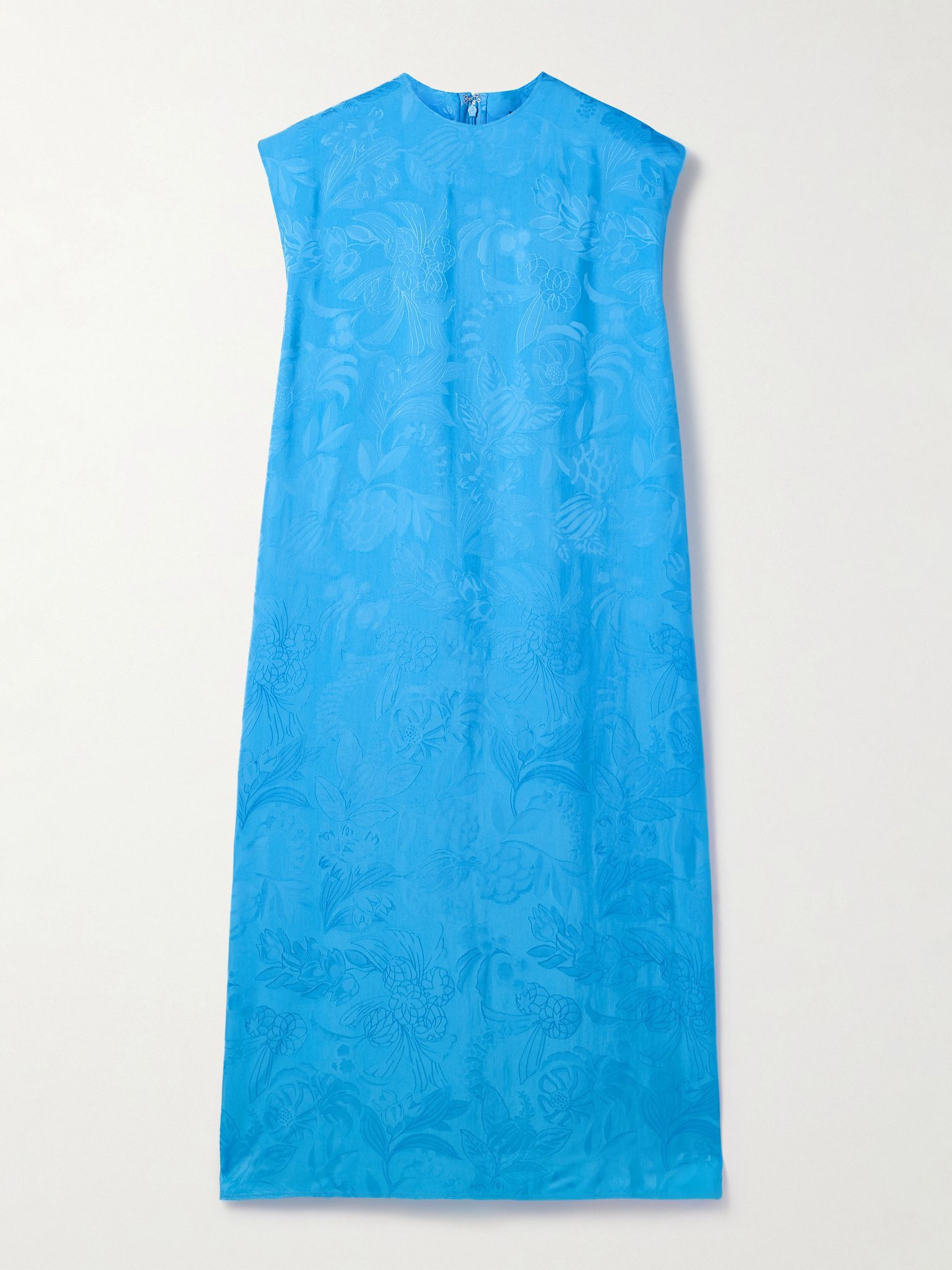 Satin-jacquard midi dress Blue - 1