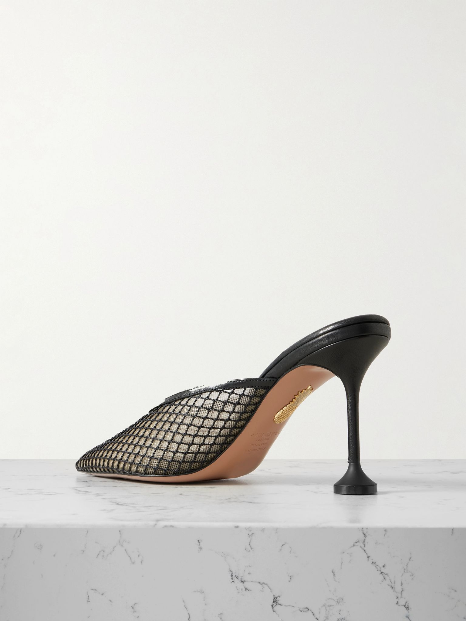 Bisous 85 leather-trimmed mesh point-toe mules Black - 3