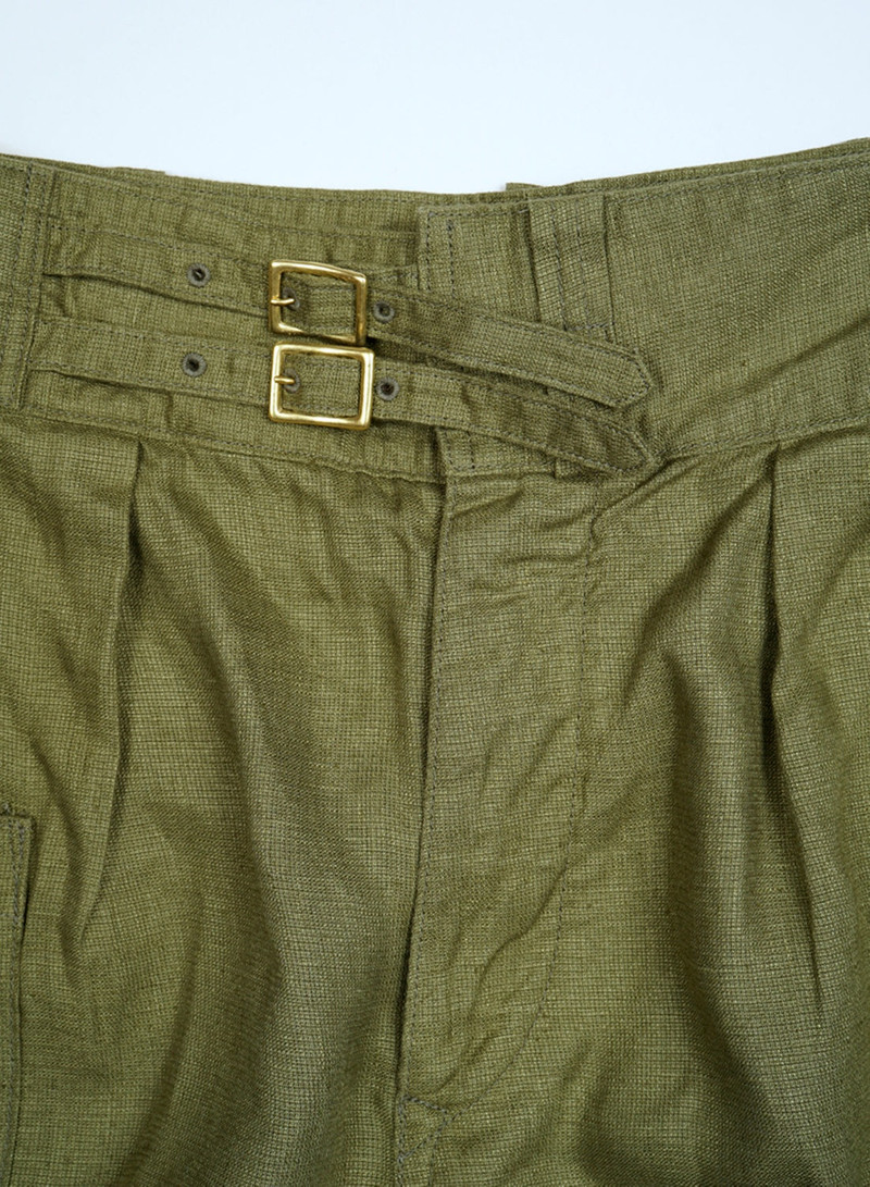 Nigel Cabourn Field Pant Linen Basket in Green outlook
