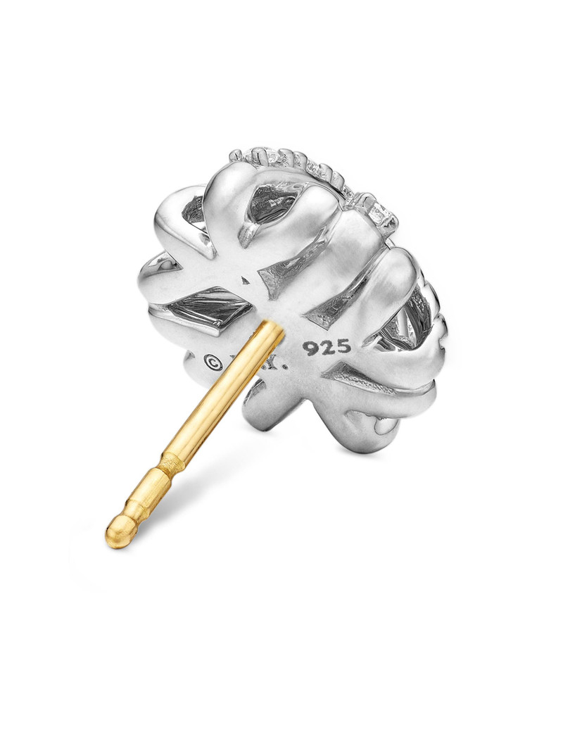 Women's Crossover Stud Earrings in Sterling Silver with Diamonds, 11mm - Diamond 6