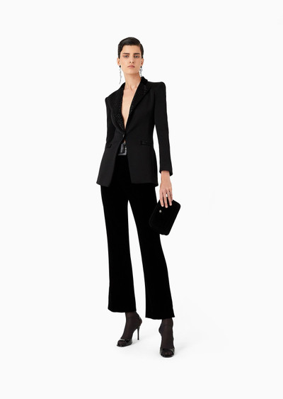 GIORGIO ARMANI Single-breasted jacket in double jersey and velvet with embroidery outlook