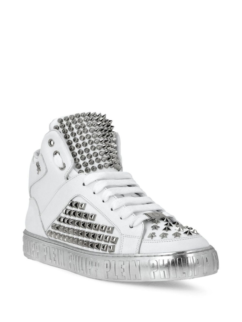 PHILIPP PLEIN Mid-Top Leather Sneakers outlook