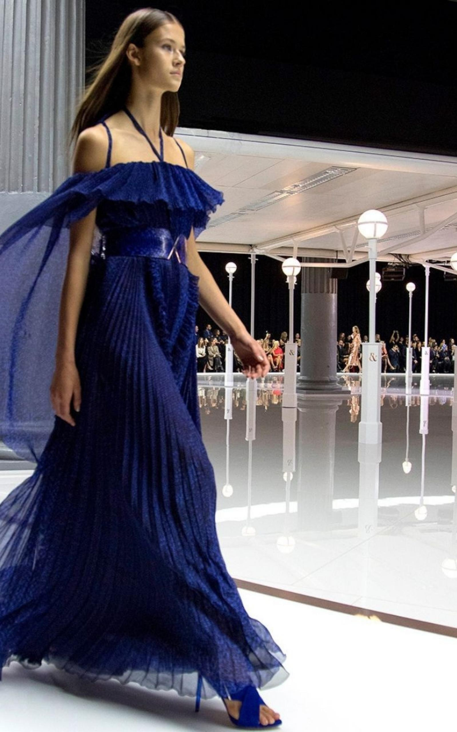 Ralph & Russo - Blue Silk Ball Cape Gown - 3