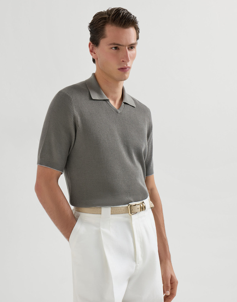 Cotton English rib knit polo 5