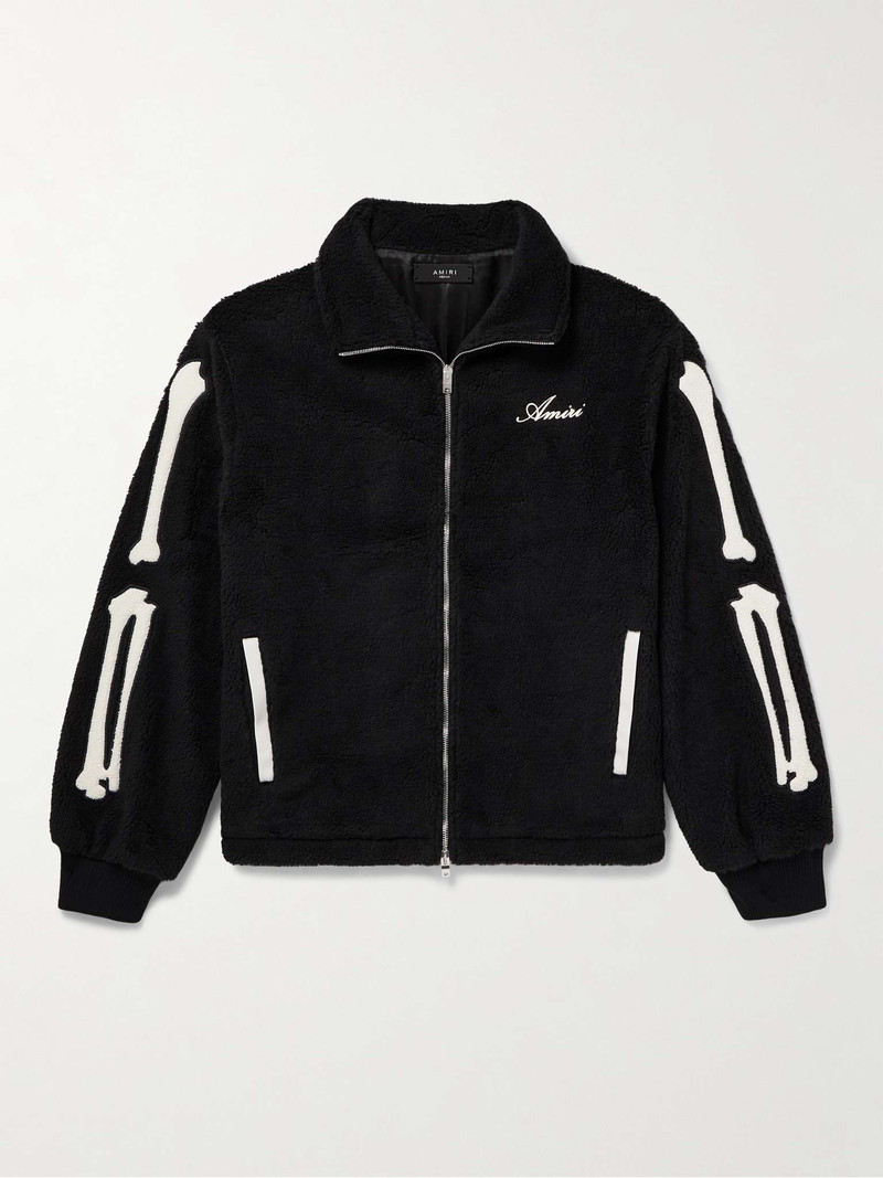 Bones Appliquéd Logo-Embroidered Fleece Jacket 1