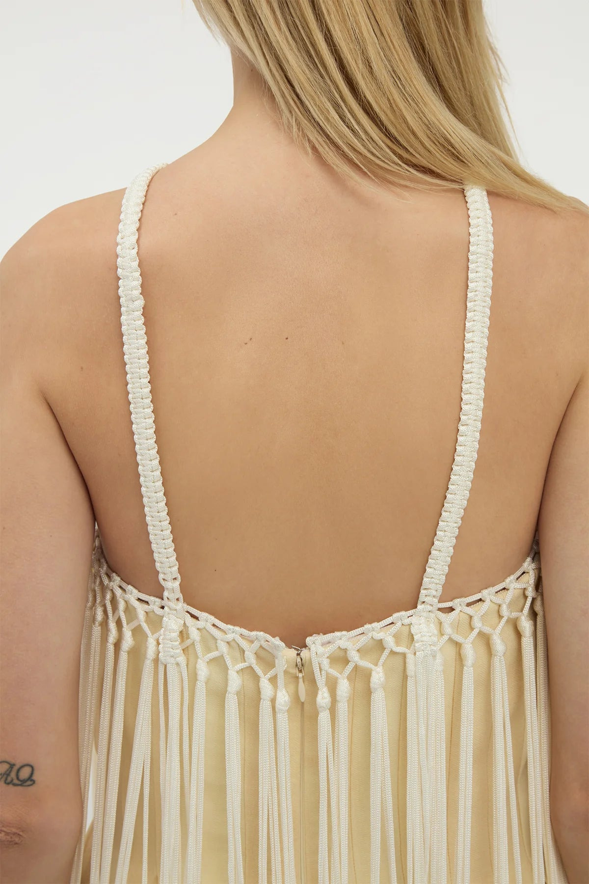 Tacia Fringe Maxi Dress in Ivory Silk - 6