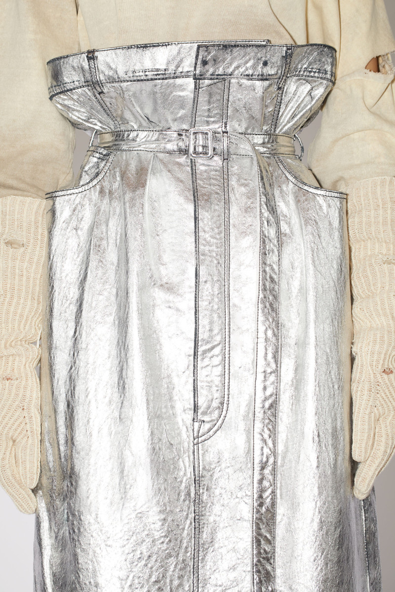 High waist leather maxi skirt - Silver 6