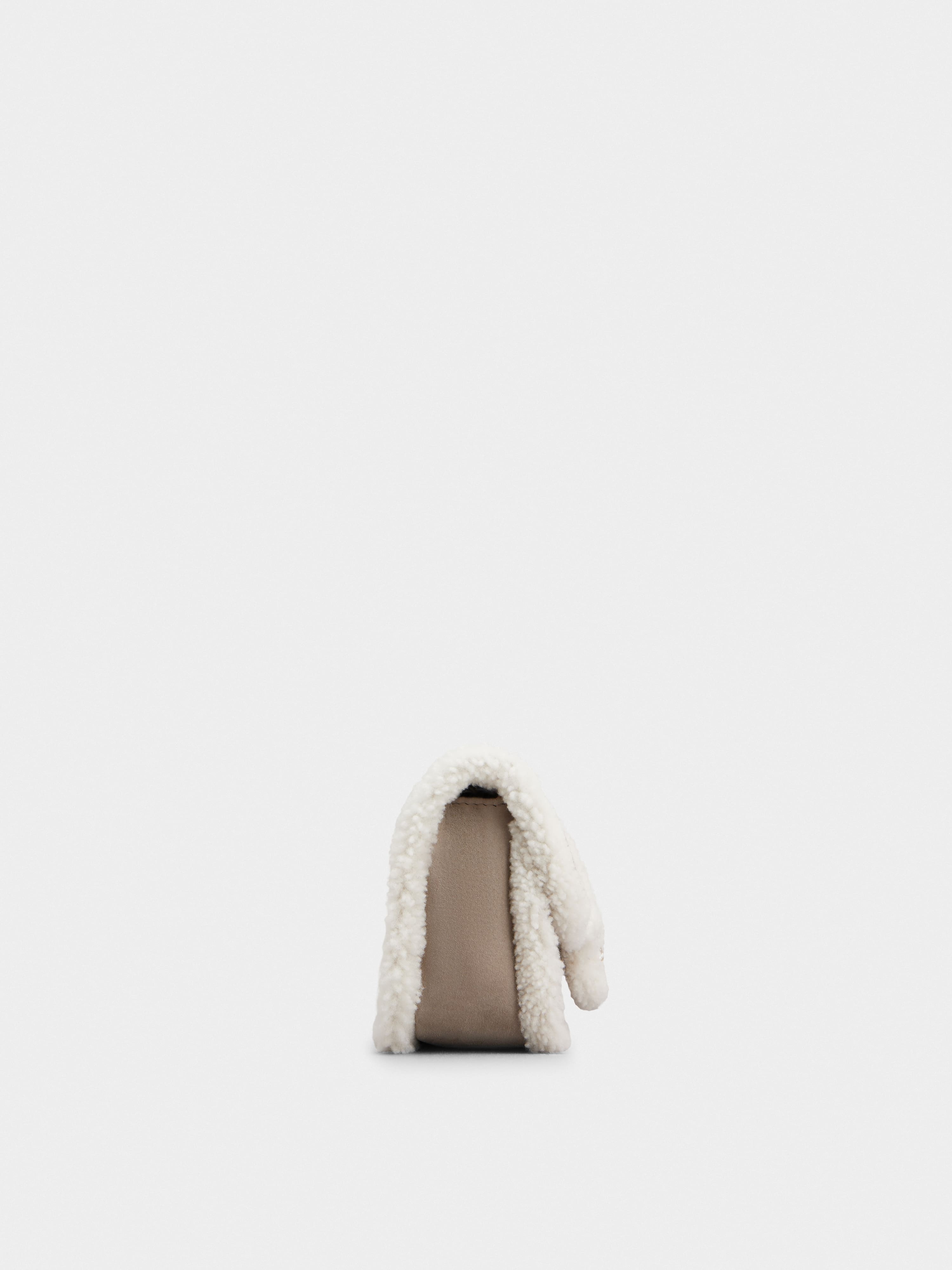 Jeu de Fille Viv' Shearling Strass Buckle Clutch Bag in Suede - 4
