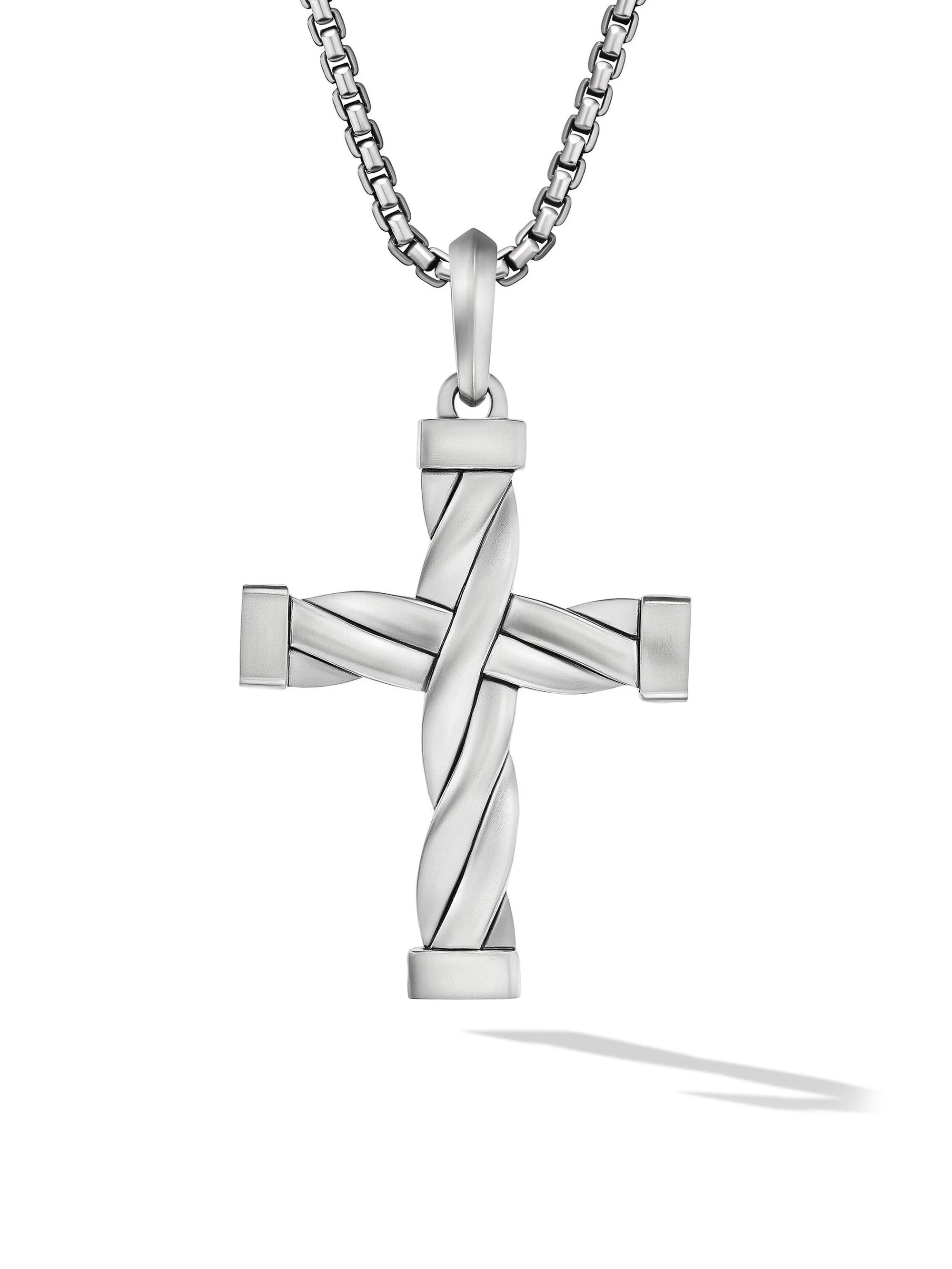 Men's DY Helios Cross Pendant in Sterling Silver, 48MM - Silver - 1