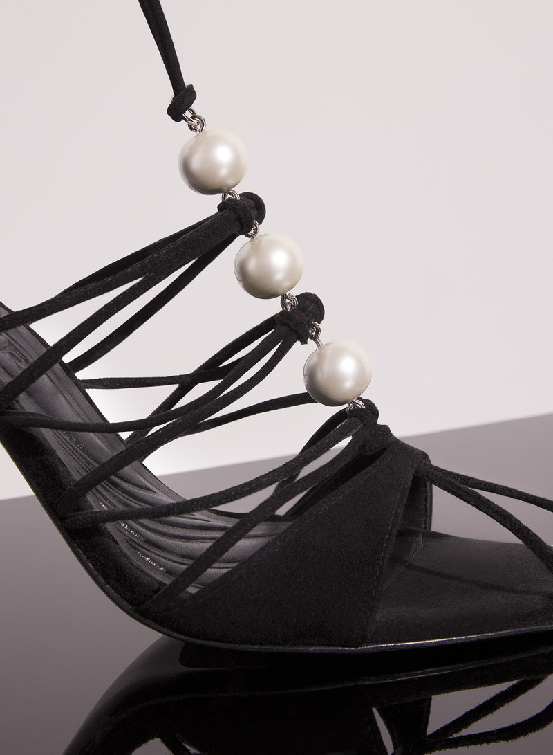 MUGLER black laced fang 95 sandals outlook
