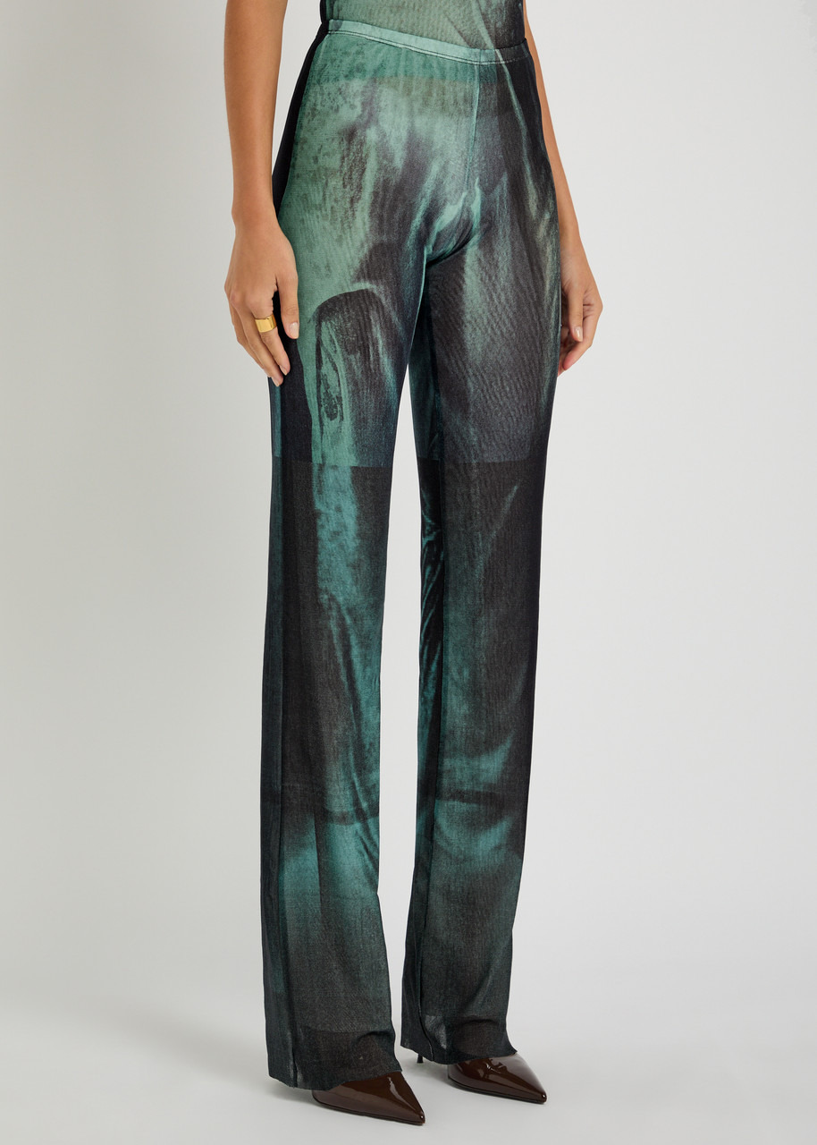 Jean Paul Gaultier Printed Flared-leg Mesh Trousers - 2