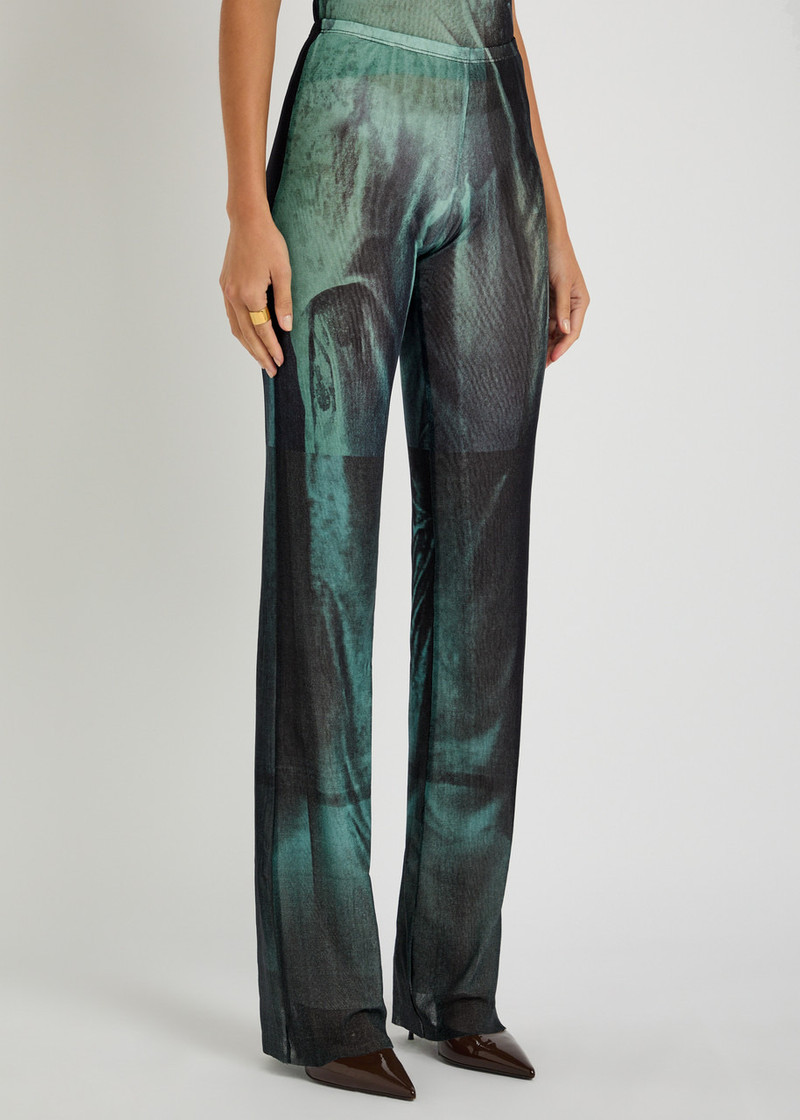 Jean Paul Gaultier Jean Paul Gaultier Printed Flared-leg Mesh Trousers outlook