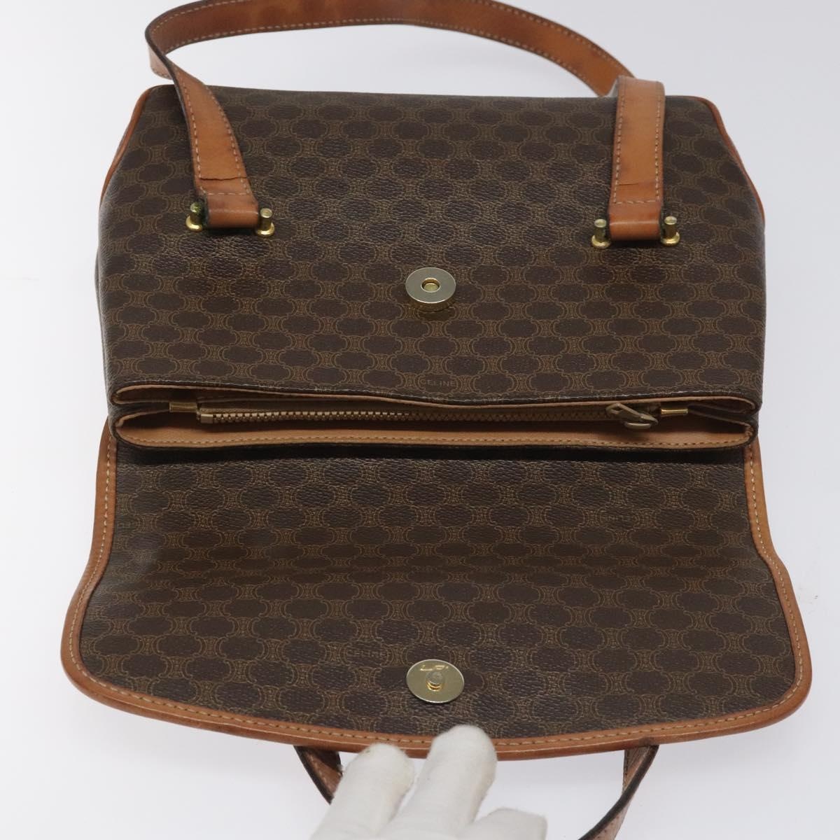CELINE Macadam Canvas Hand Bag Pvc Leather Brown - 15