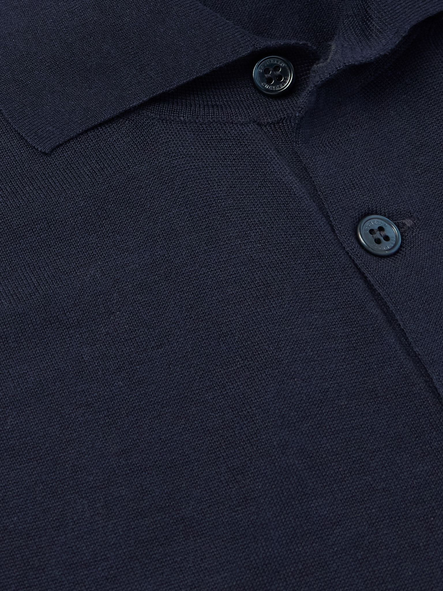 Slim-Fit Logo-Embroidered Silk and Cotton-Blend Polo Shirt Navy - 5