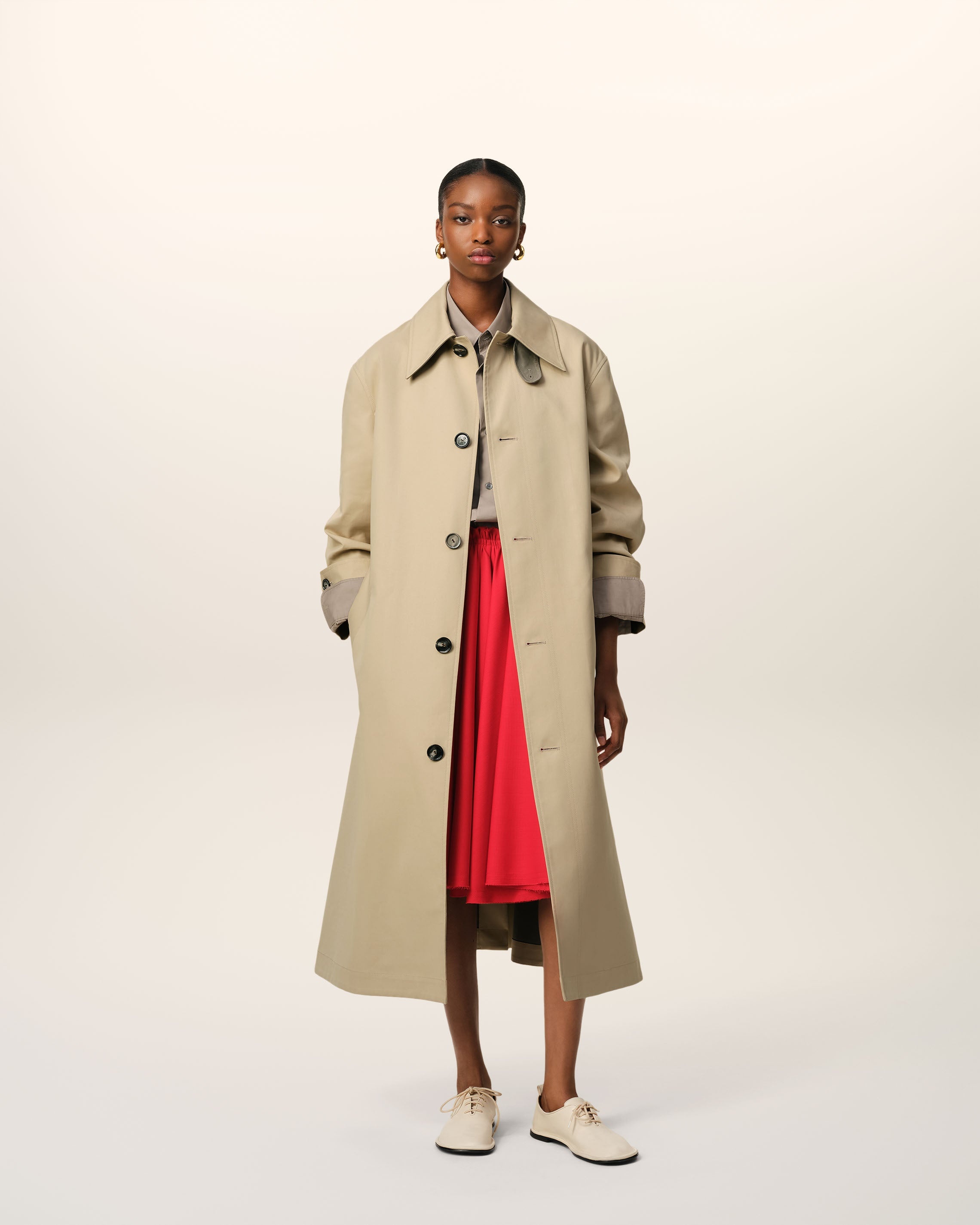 BEIGE COTTON BELTED MAC - 2