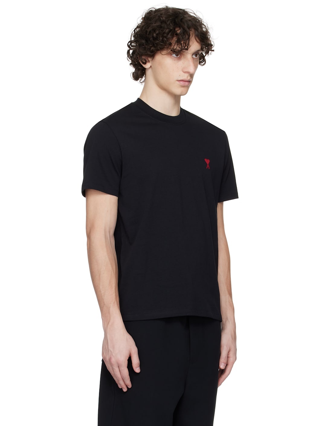 Black Cotton Ami de Coeur T-shirt - 2