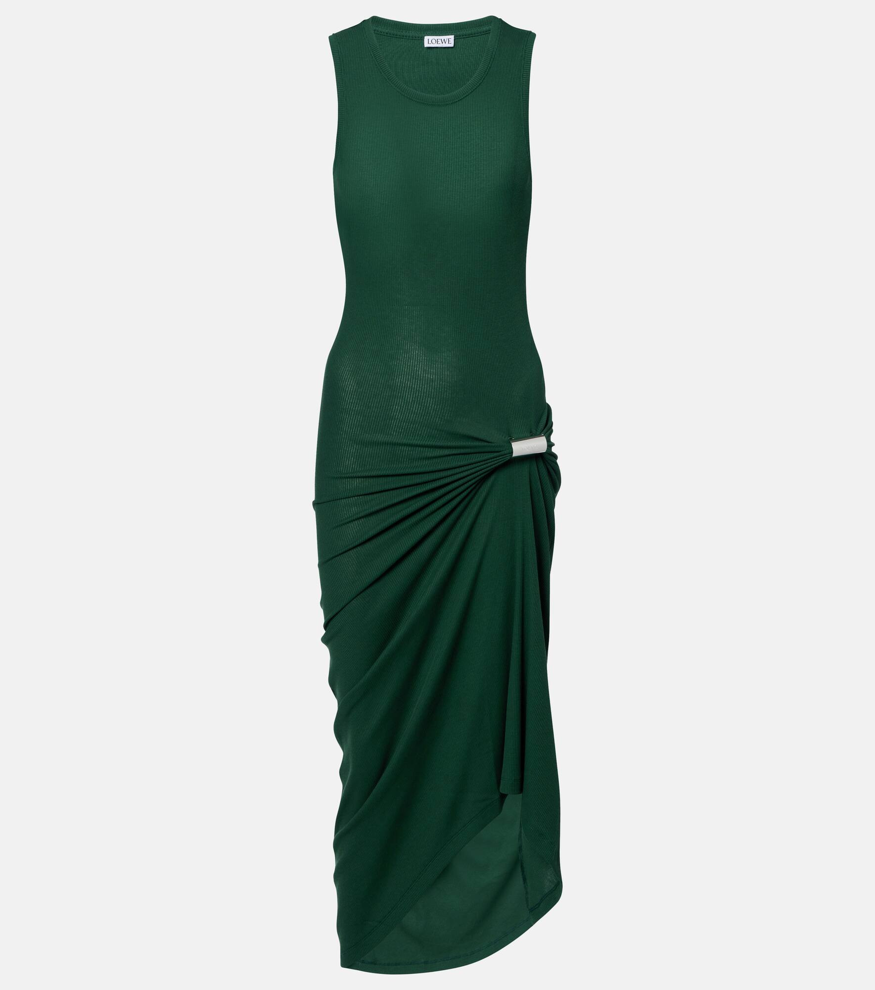 Ribbed-knit cotton-blend midi dress - 1