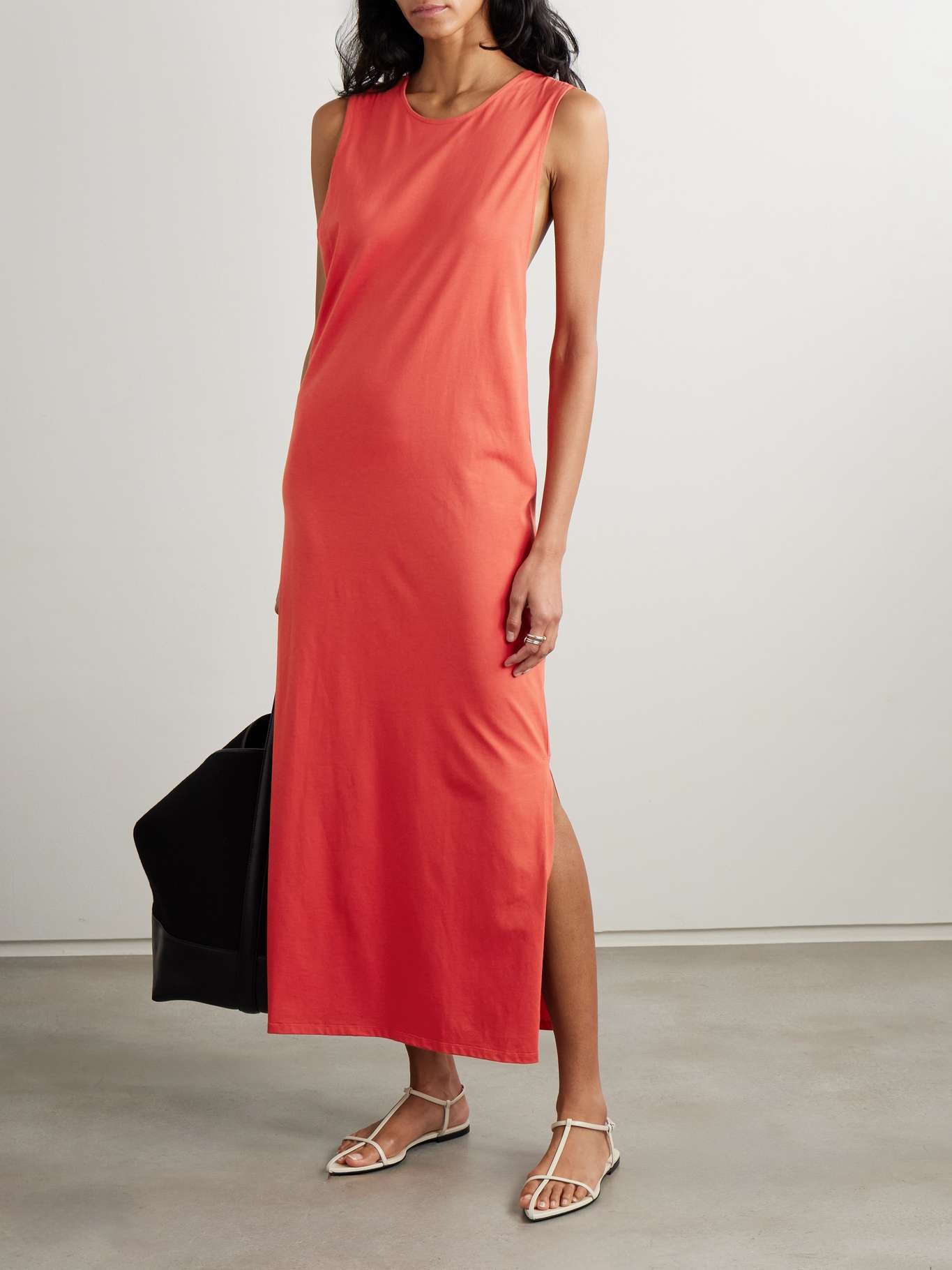 Rayna knotted Pima cotton-jersey maxi dress Red - 2