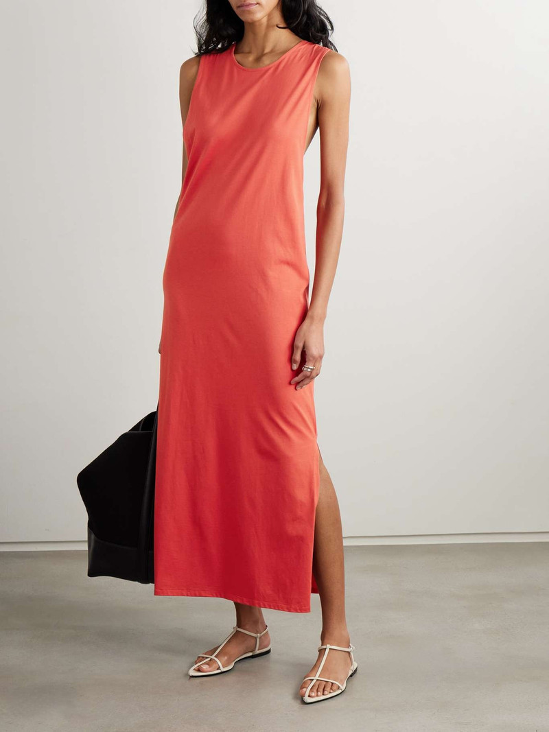 Loulou de Saison Rayna knotted Pima cotton-jersey maxi dress Red outlook