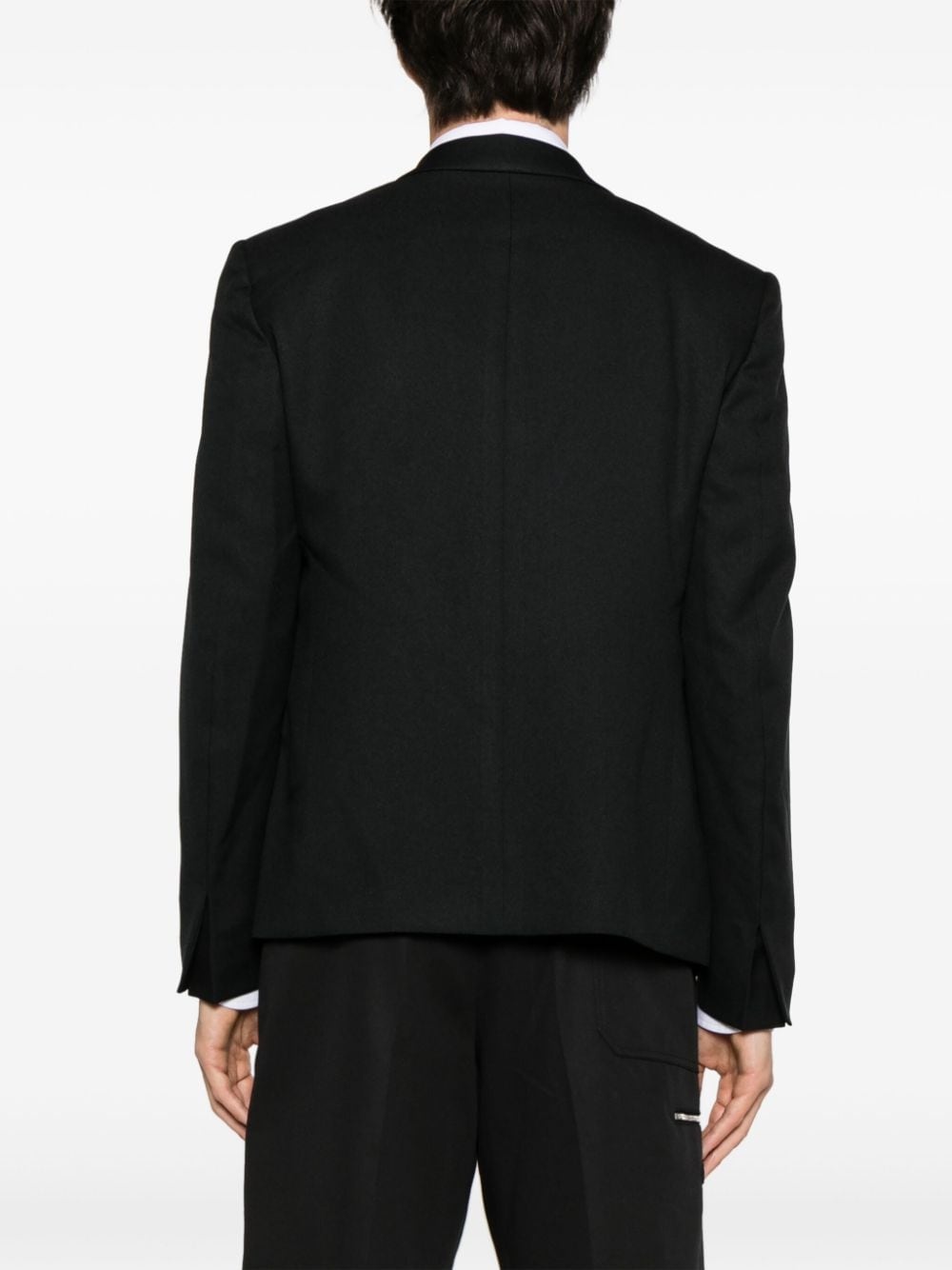 open-front twill blazer - 4
