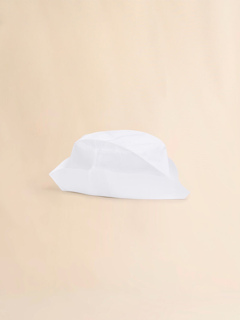 SMALL WHITE COTTON BUCKET HAT WITH MARNI SYMBOL - 2