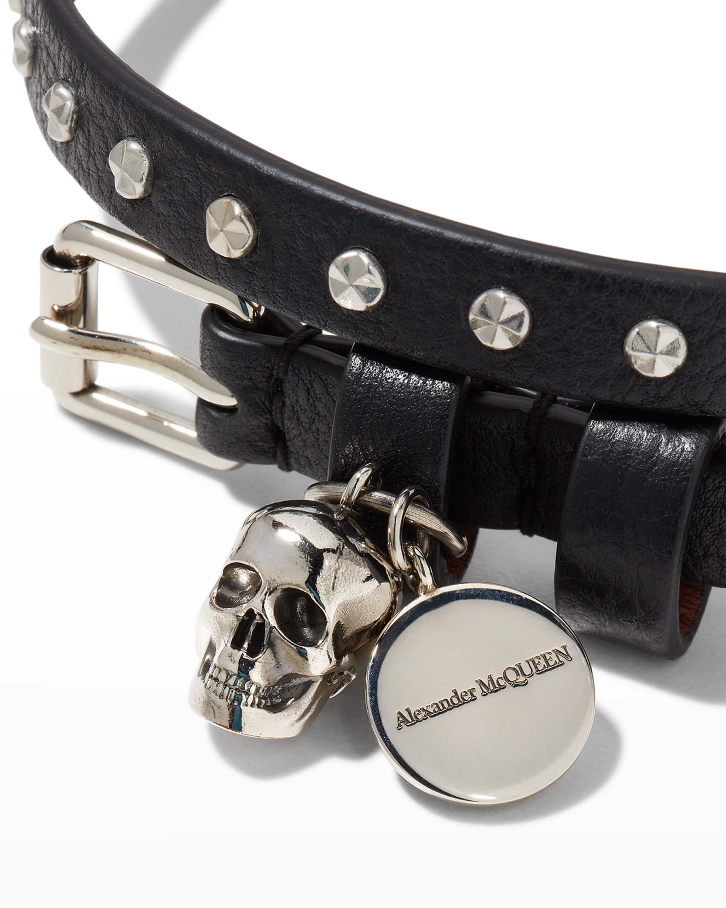 Alexander McQueen Leather Studded Skull Wrap Bracelet - Brass Wrap