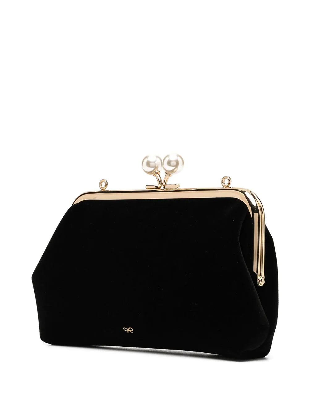 faux-pearl clasp fastening clutch bag - 3