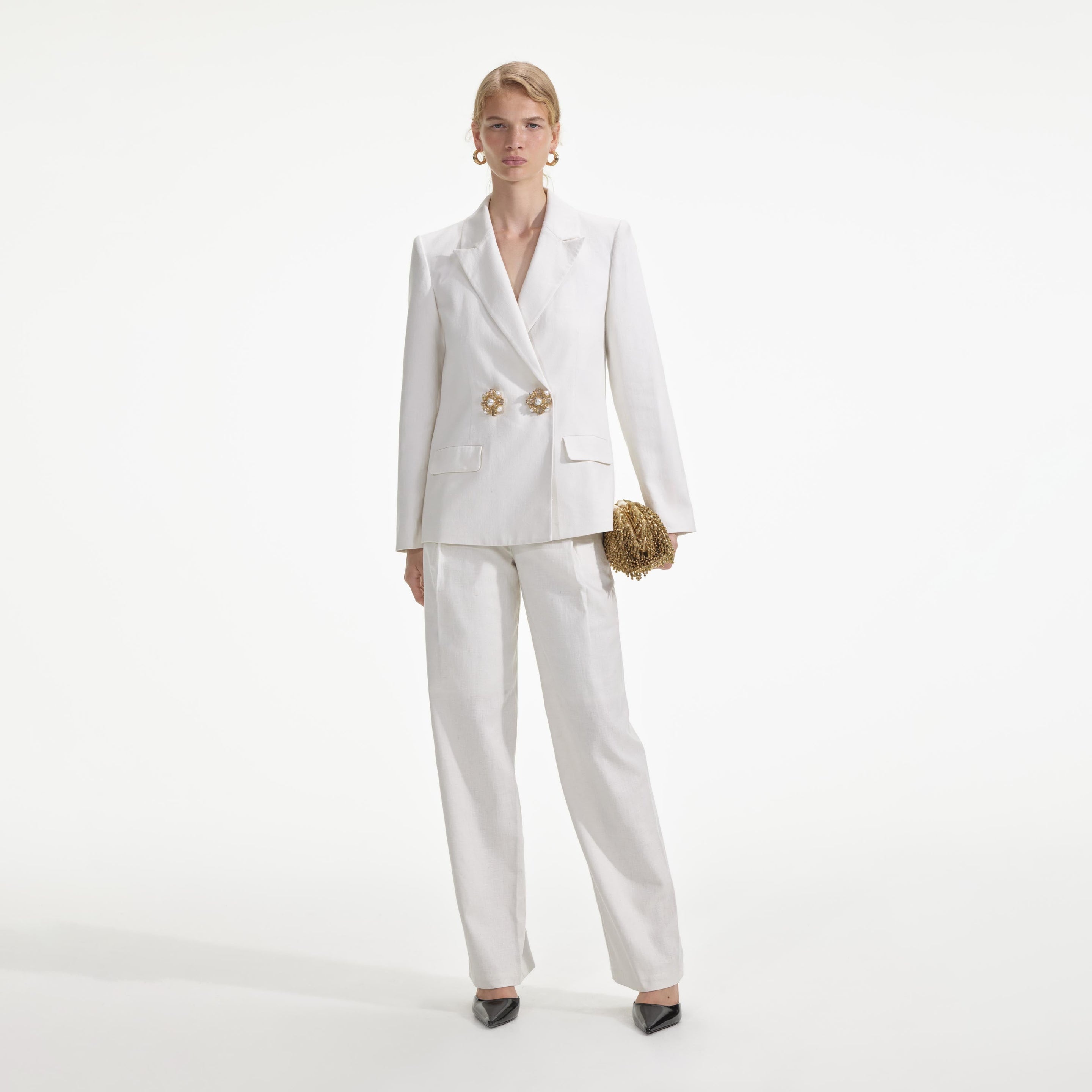 White Linen Trousers - 1