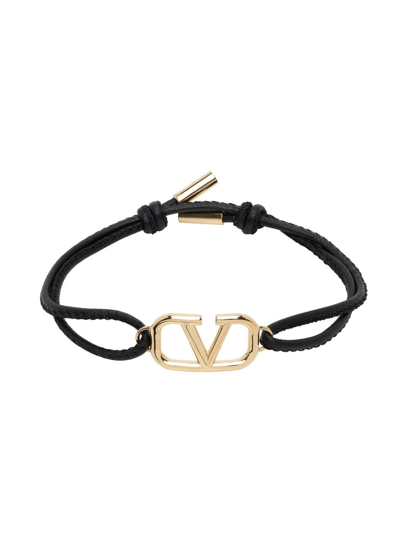 Black VLogo Leather Bracelet 1