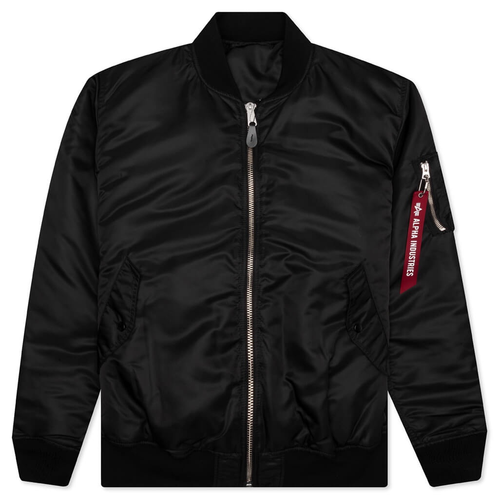 MASTERMIND WORLD X ALPHA INDUSTRIES PATCHWORK MA-1 BOMBER JACKET - BLACK