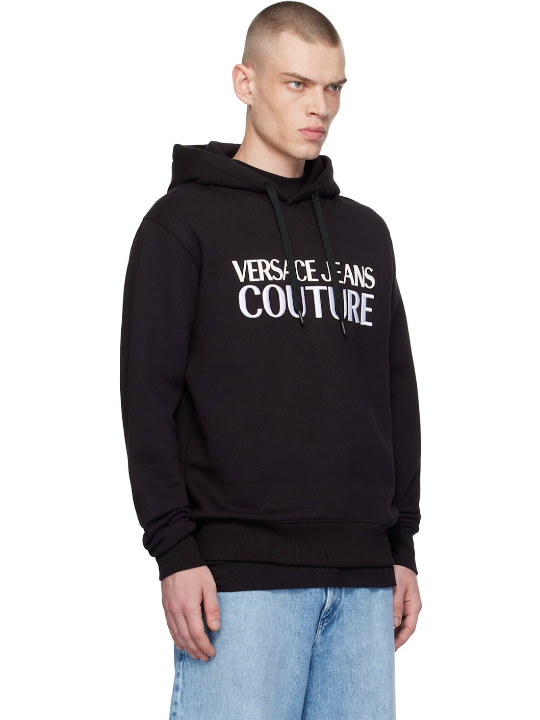 Black Screen-Printed Hoodie - 2
