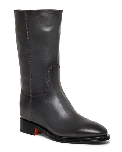 Santoni Fleeces Leather Mid Boots In Grey outlook