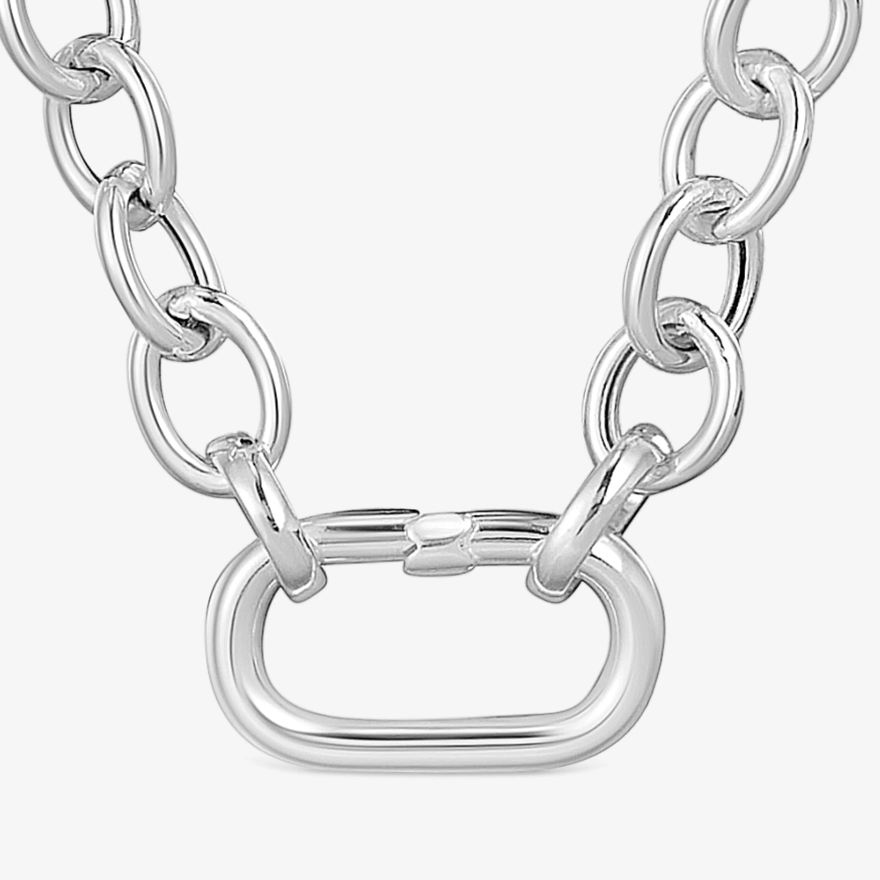 Silver chain Necklace with ring Hold Oval - 1