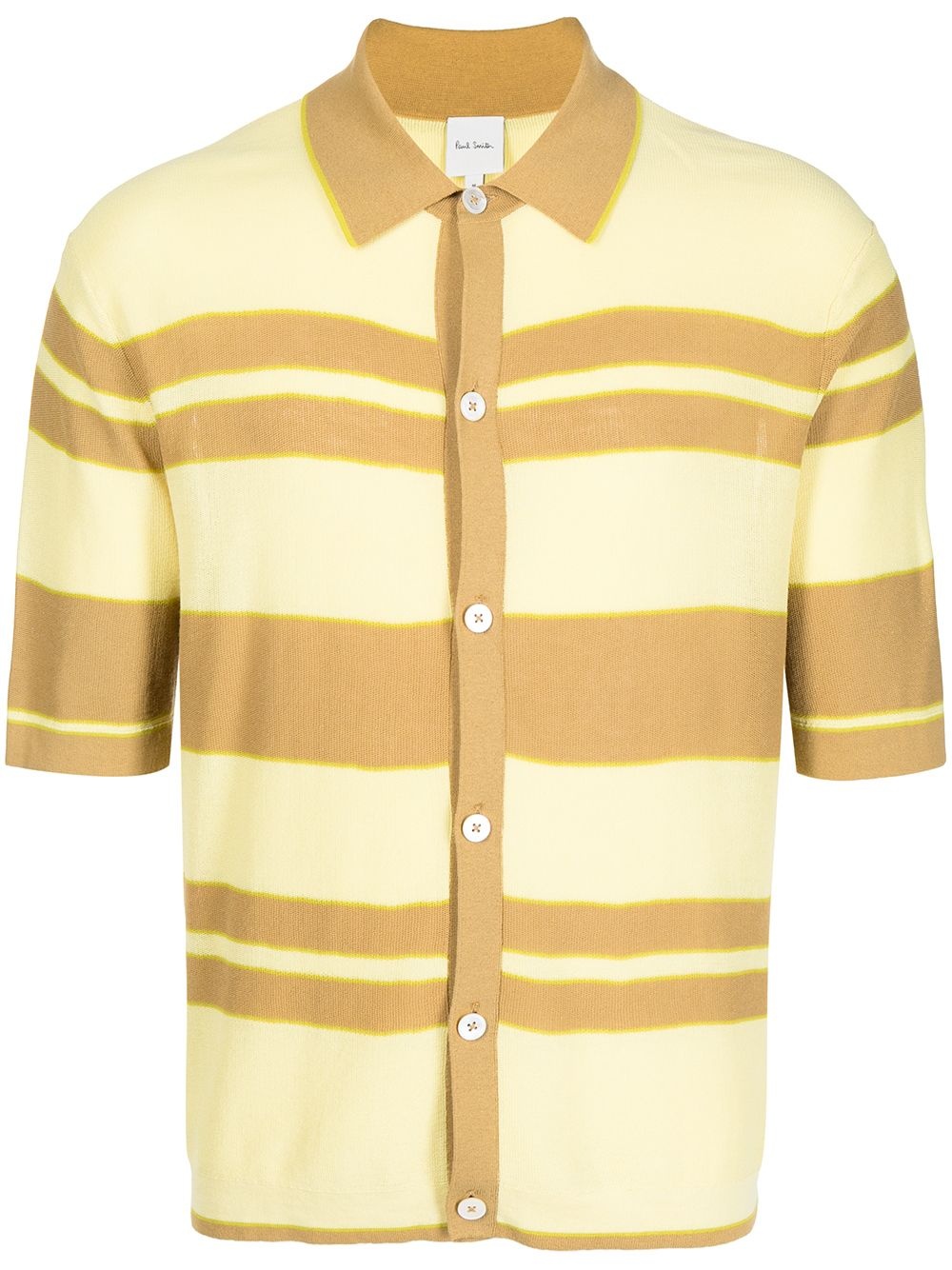 striped button-up polo shirt - 1