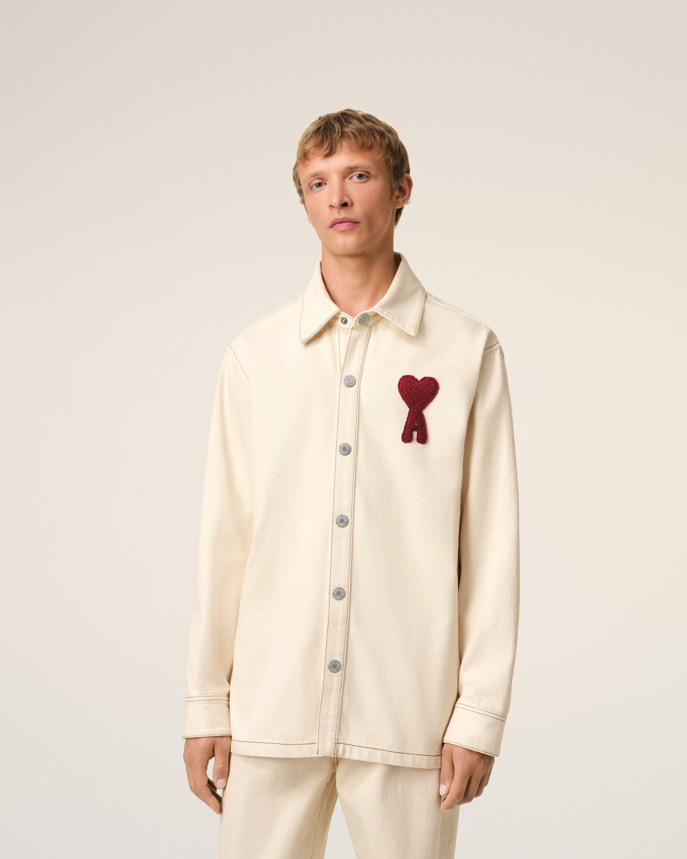 BEIGE COTTON AMI DE COEUR OVERSHIRT - 2