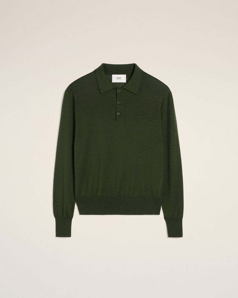 GREEN WOOL TONAL AMI DE COEUR POLO - 1