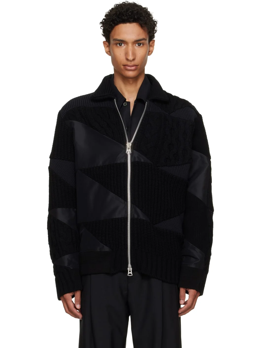 Black A.P.C. Edition Quilts Knit Blouson Jacket - 1