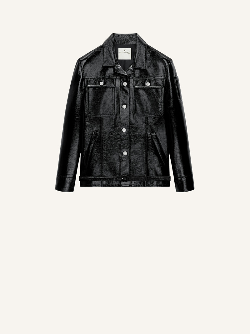 BELTED VINYL TRUCKER JACKET 1