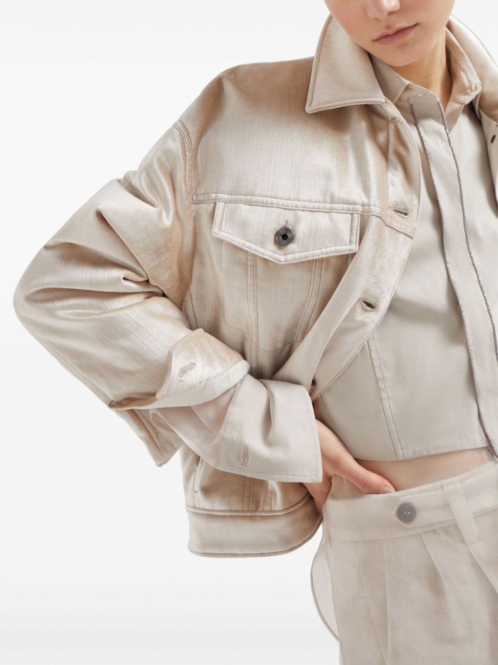 padded pearlescent-finish jacket - 6