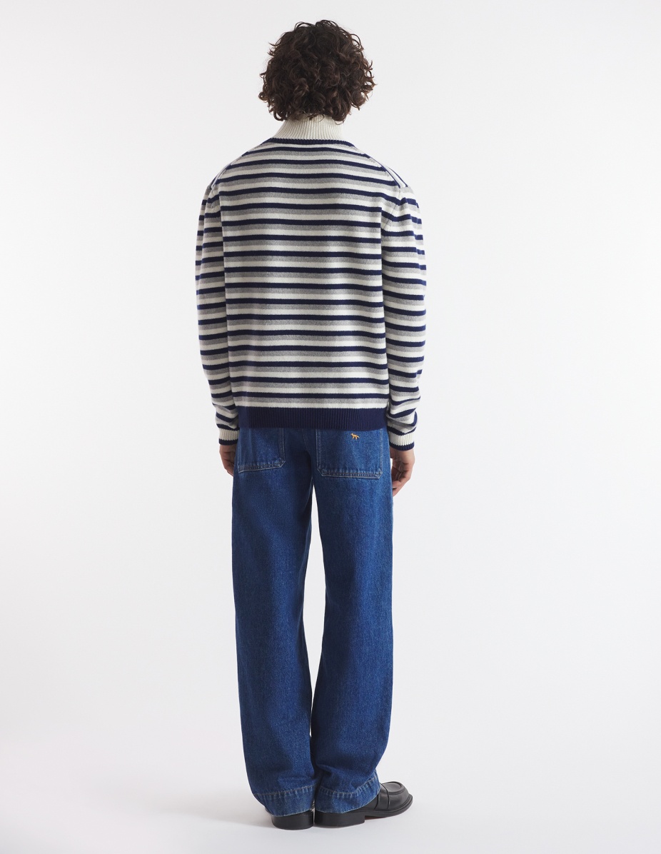 FOX HEAD INTARSIA COMFORT STRIPED HIGH NECK JUMPER - 5