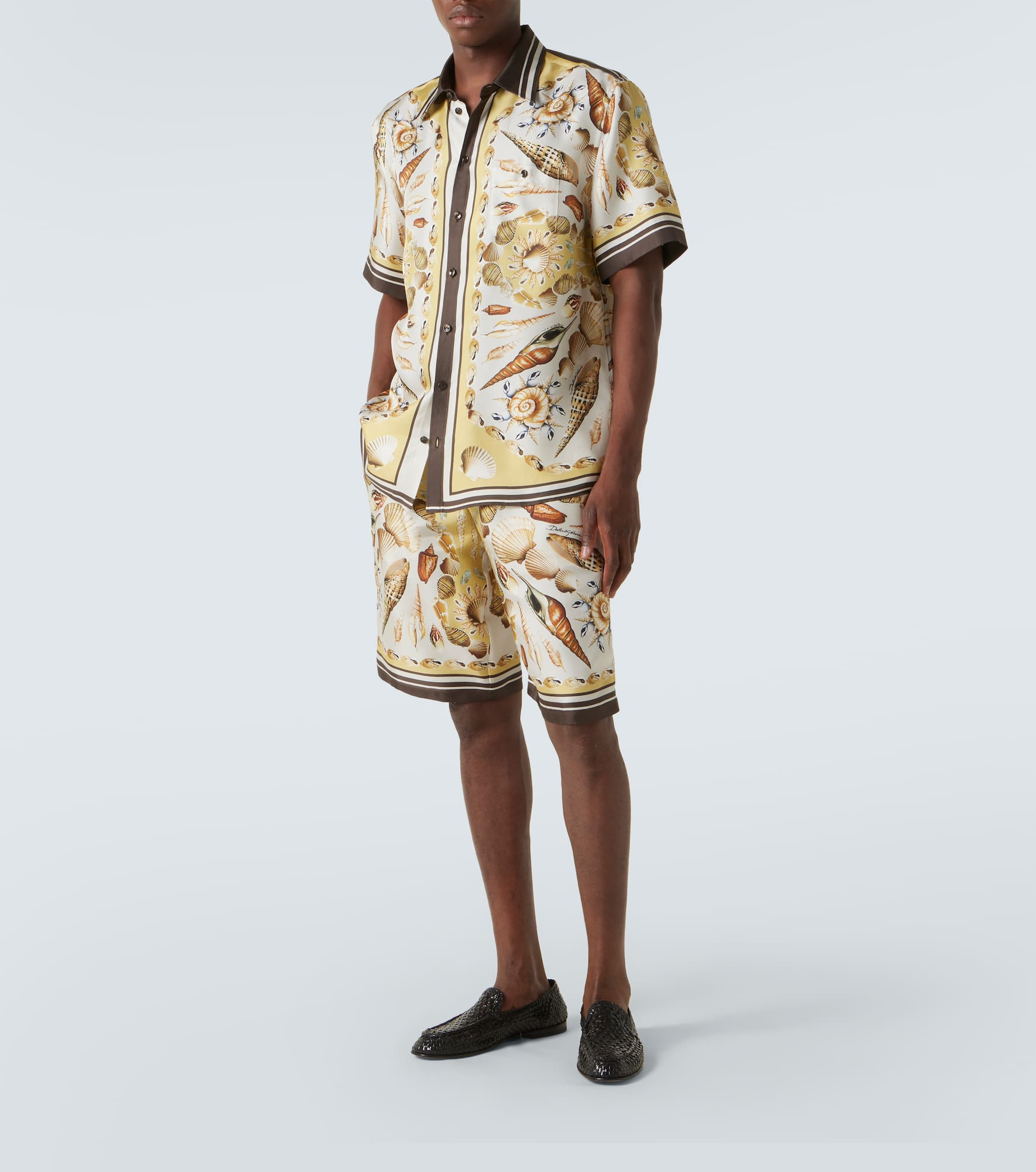 Printed silk twill bowling shirt - 2