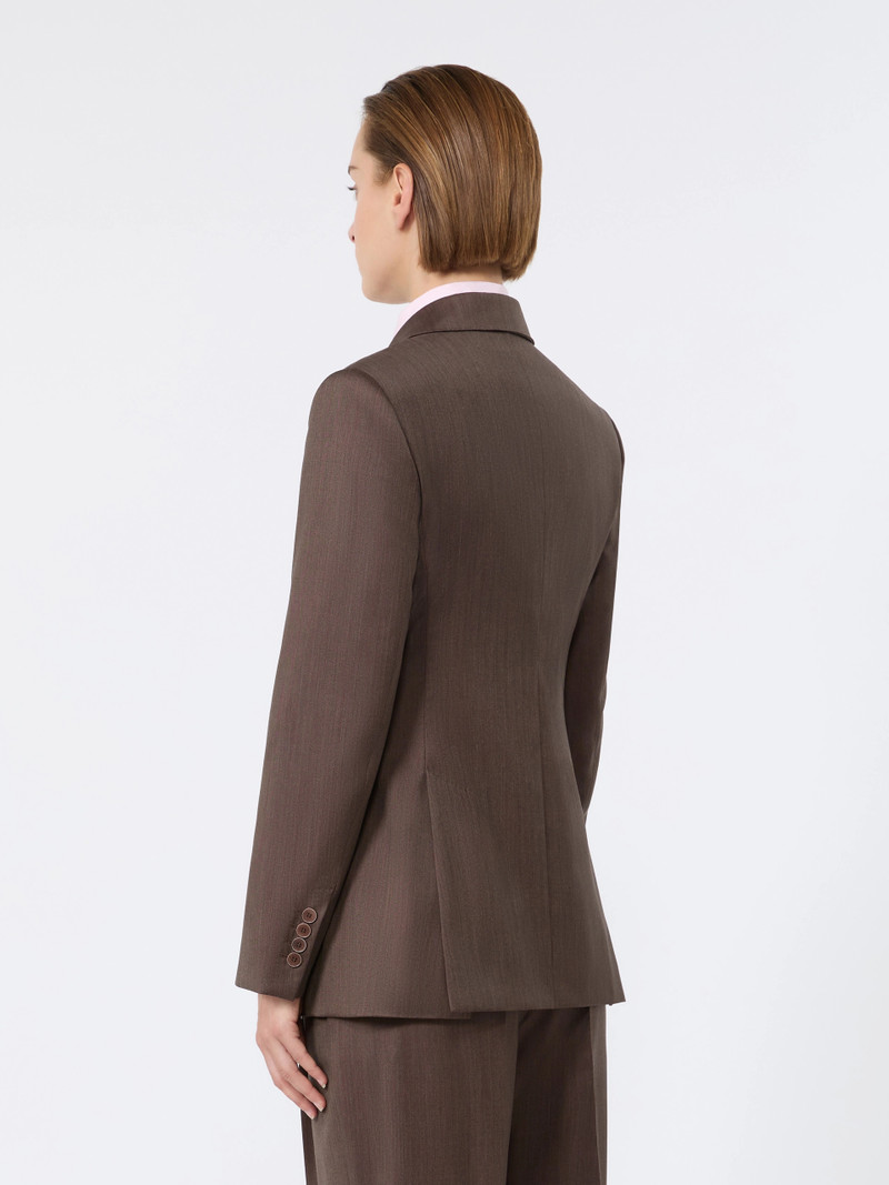 GATTINI Double-breasted wool and silk blazer - TOBACCO 4