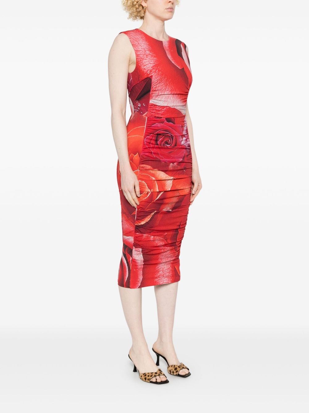rose-print midi dress - 3