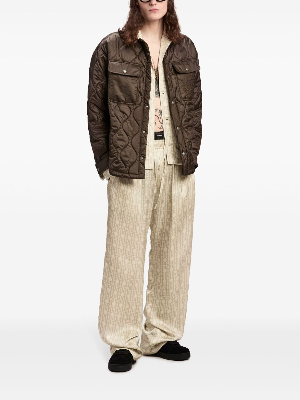 logo-embroidered quilted jacket - 2