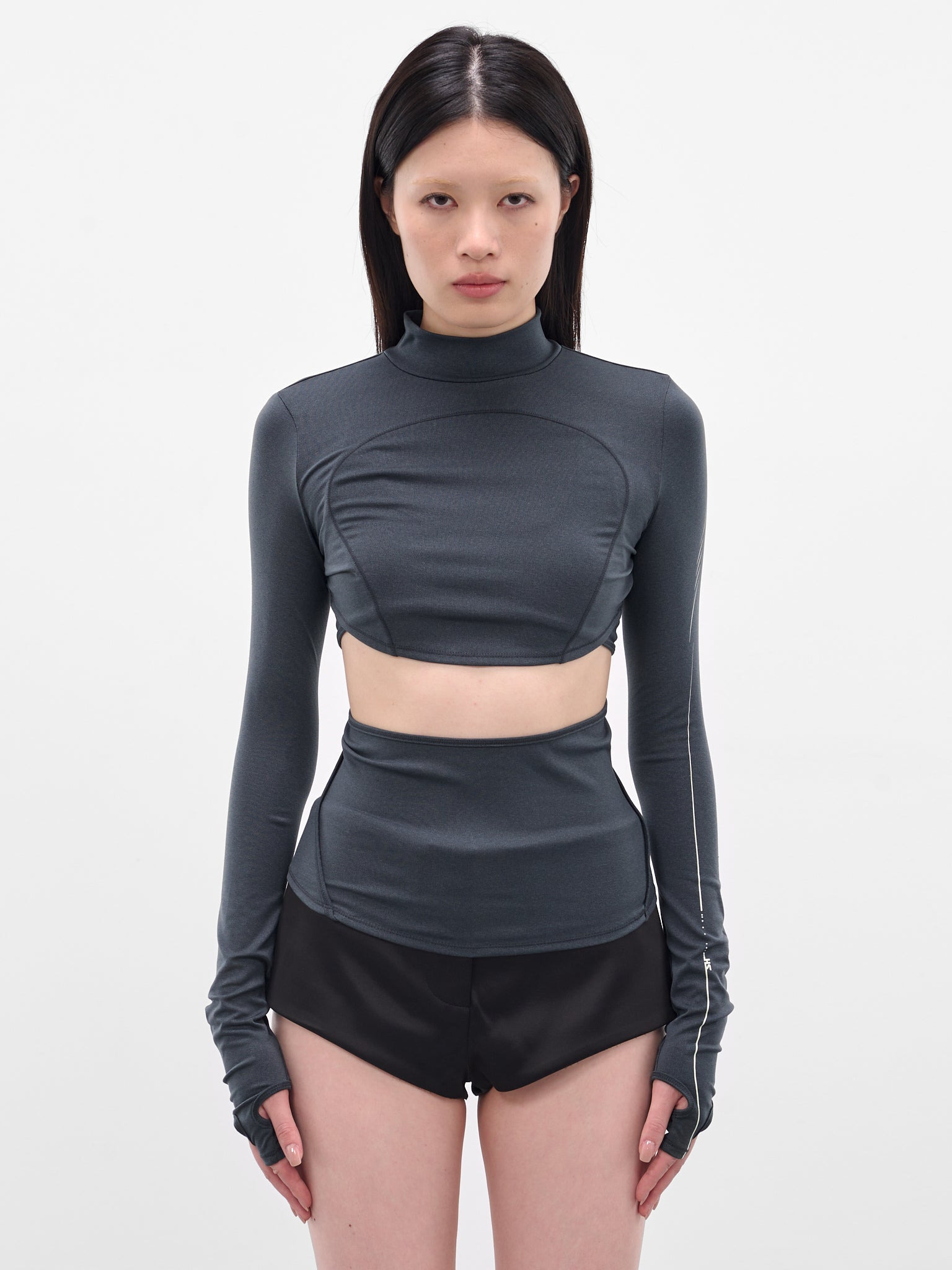 Charcoal Double Layer Crop Top - 1